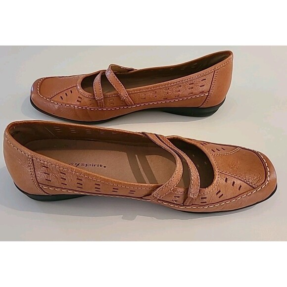 EASY SPIRIT® ADIEL Mary Jane Leather Square Toe Flats Cognac Camel Brown Tan 8.5 - Picture 5 of 7